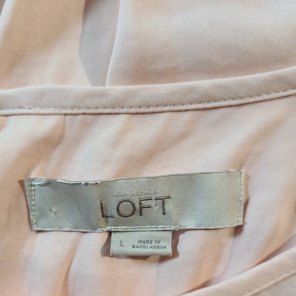 Loft Pink Sleeveless Blouse L Lightweight Sheer Layering Top Feminine Chic - Picture 3 of 6